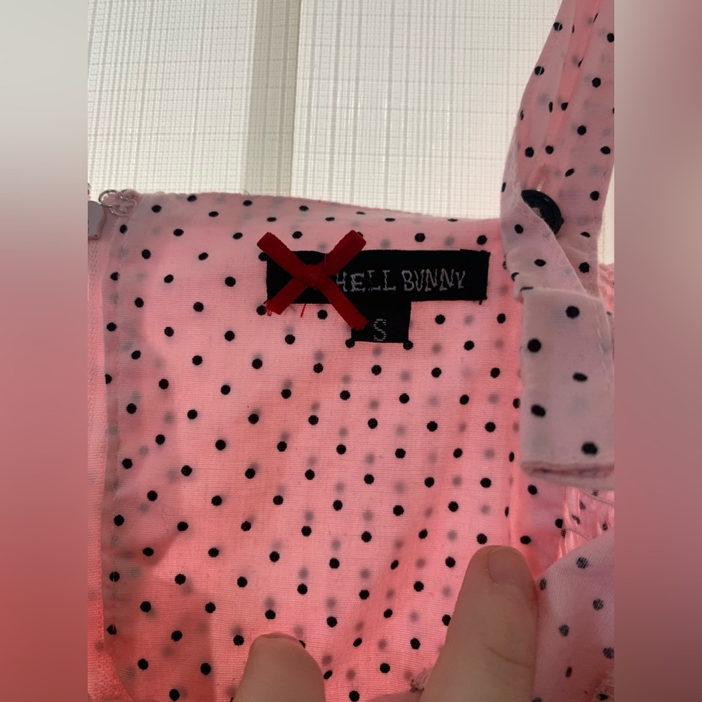 Hell Bunny Pink Polka Dot Dress - Picture 2 of 3